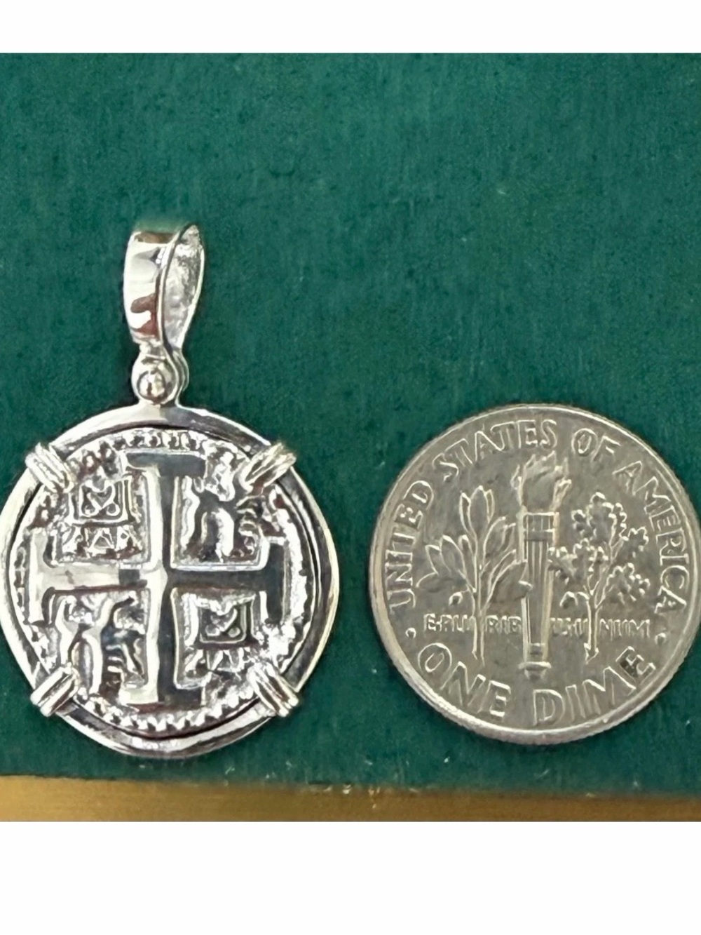 925. Sterling Silver recreation of ATOCHA Coin  Pendant - Silver